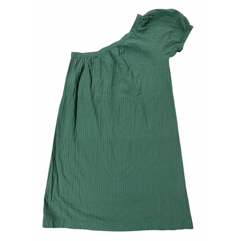 Madewell Seersucker One Shoulder Midi Dress Trellis Green Women's Size Medium